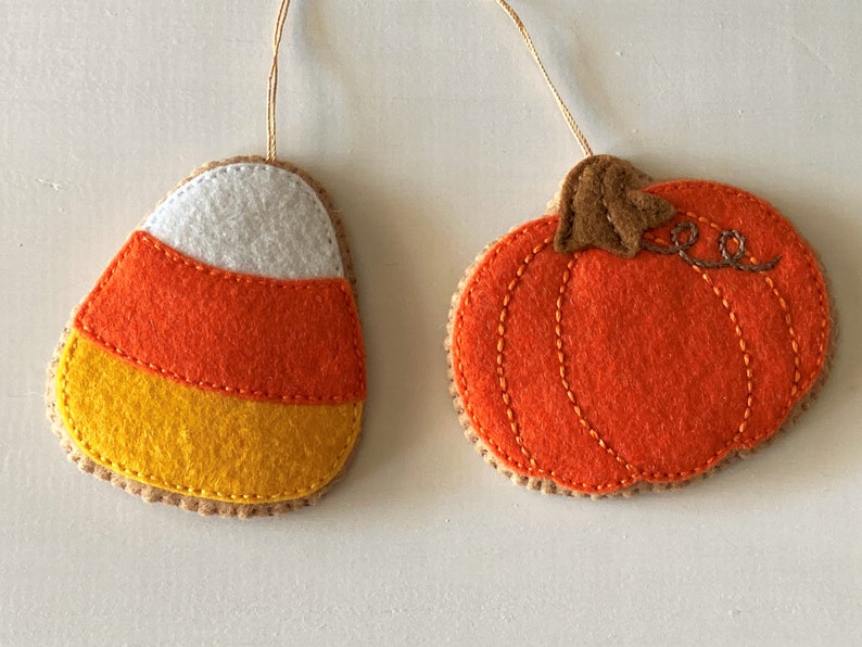 PDF PATTERN Halloween Ornaments Felt Play Cookies, Bat, Cat, Ghost, Pumpkin, Candy Corn Halloween Decorations image 3