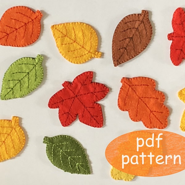 Felt Leaf Pattern for hand sewing garland, Fall decorating, Autumn Leaves digital download