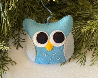 Owl felt Ornaments, kid friendly Christmas decorations for tree