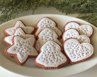 Gingerbread Ornaments Felt Christmas Decorations, star, tree, heart cookie