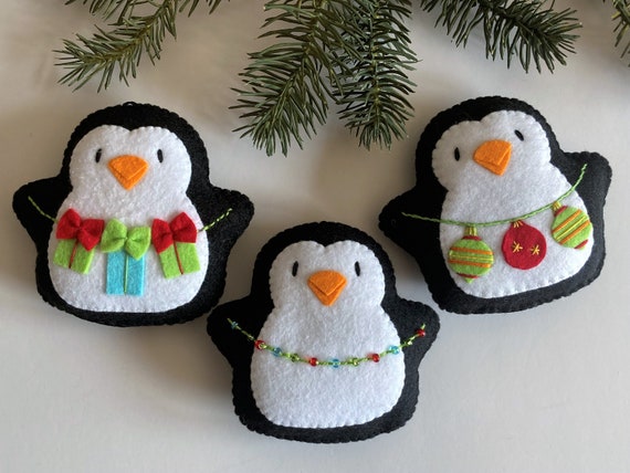 ペンギンのオーナメントパターン フェルトクリスマスデコレーション