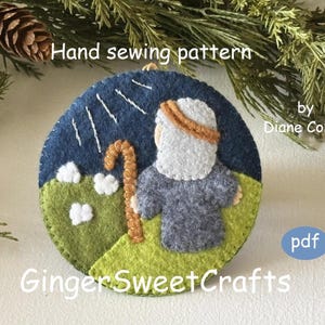 Nativity shepherd, sheep PATTERN felt ornament Christmas Decoration, pdf for hand sewing