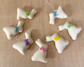 Easter Bunny Felt Garland Spring Decoration, white chocolate bunny ornaments