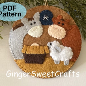 PATTERN Nativity felt Christmas Ornament - Baby Jesus in a manger, hand sewn Christmas decoration