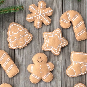Gingerbread Pattern for Felt Christmas Cookie Decorations - DIY Christmas Ornaments sewing pattern -Gingerbread Garland - image 3