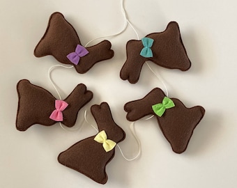 Chocolate Bunny Easter Garland, spring decorations - Felt bunny ornaments