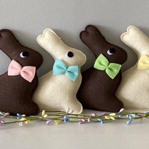 Felt chocolate Bunny Easter Decoration for Easter Basket- Bunny Ornaments- Spring Decorations
