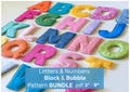 Fabric Alphabet Letters Numbers PATTERN Bundle, Block and Bubble Banner Fonts, 3"- 9" pdf