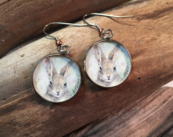 Bunny Rabbit Art Print Earrings