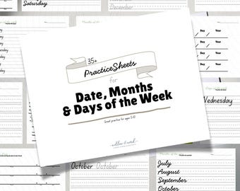 Datum, Monate & Wochentage Arbeitsblätter | Praxiskalender für Kids | Hausschule Morgenarbeit zum Ausdrucken