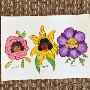 Flower ladies, original 10”x14” painting