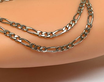Vintage Italy 925 Solid Sterling Silver Figaro Chain Necklace!!!!