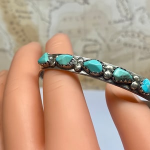 Vintage  Solid Sterling Silver Turquoise Cuff Bracelet !!!!  Free US Shipping!!!