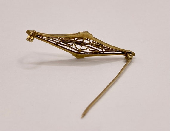 Antique Victorian 14K Yellow Gold Filigree Pin/Br… - image 2