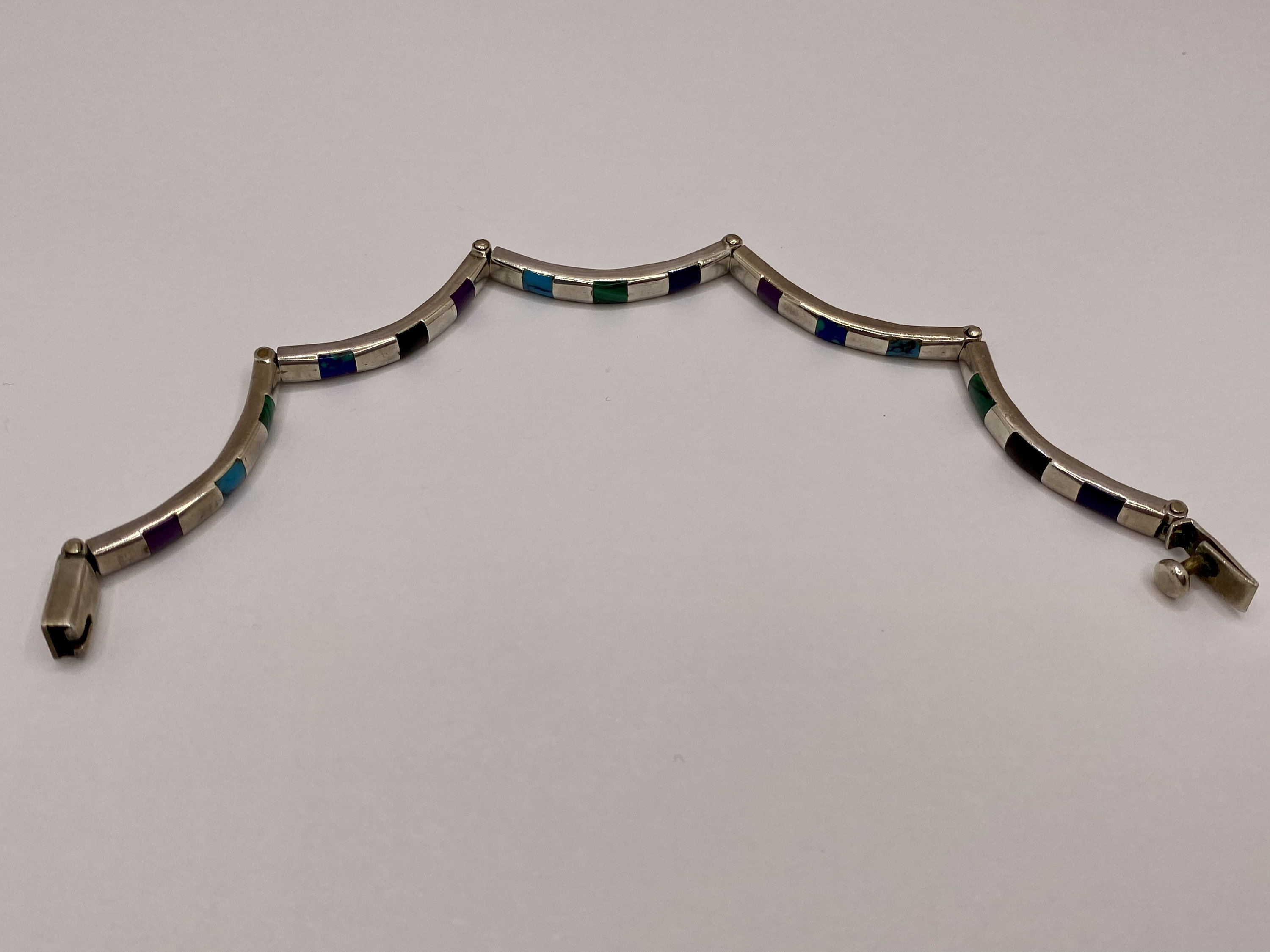 Vtg. Sterling Silver Link Bracelet Marked TC-135 Mexico 925