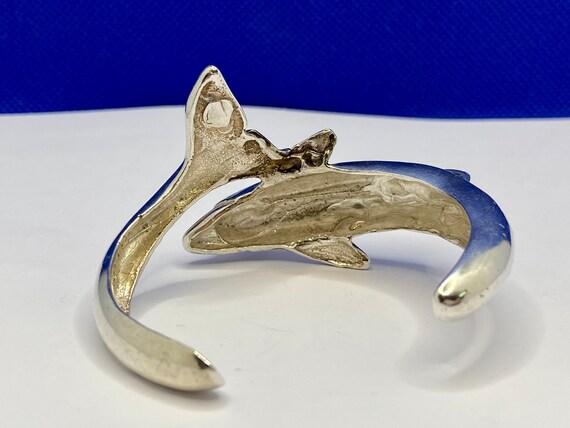 Heavy Detailed Solid  Sterling Silver Dolphin Cuf… - image 7