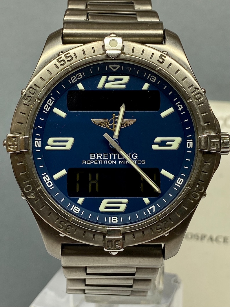 Vintage Breitling Aerospace Ref. E65062 Titanium Quartz Navy Blue Dial Watch image 3