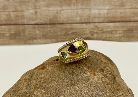 Vintage SNB 14K Solid Yellow Gold Ring With Genui… - image 2