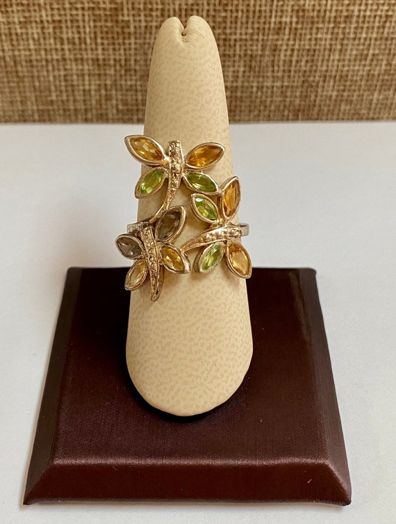 Vintage 925 Solid  Sterling Silver Multi-Stone Bu… - image 1