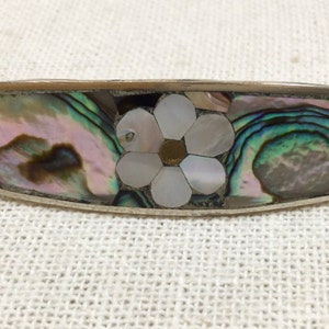 Vintage Mexico  Alpaca And Inlay  Mother Of Pearl Daisy Flower Pin/Brooch Free US Shipping!!!