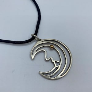 Vintage 925 Sterling Silver Half Moon Face Pendant !!!!