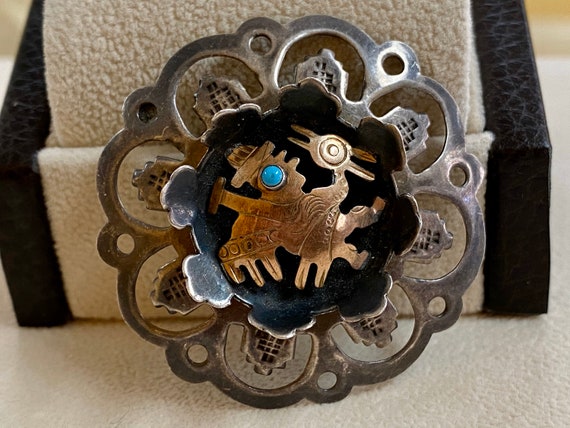 Vintage Peruvian 925 Sterling Silver and 18K Yellow Gold Filled 