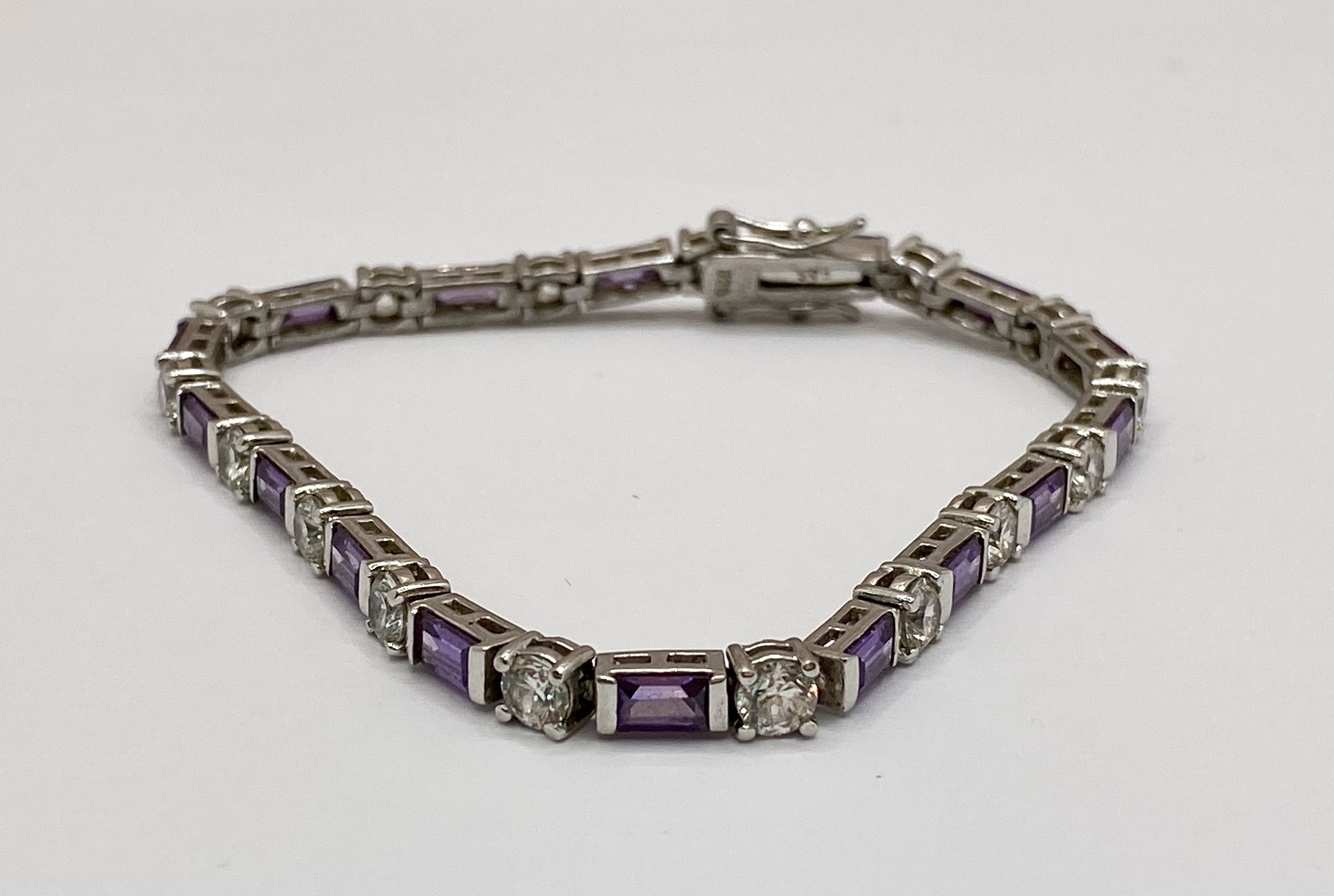 Fas Silver FAS 925 Sterling Silver Women's Bracelet With Semi-precious Purple and ...