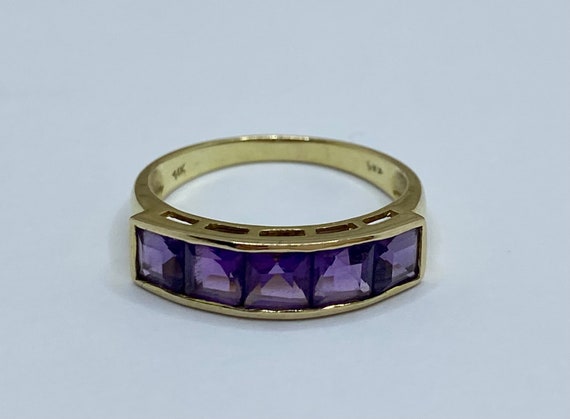 Solid 14K Solid Yellow Gold Amethyst  Ring/Band !… - image 4