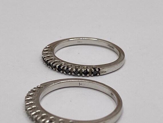 14K Solid White Gold Stackable  Band/Ring With Bl… - image 8