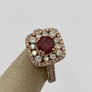 Beautiful 14K Rose Gold Diamond And Smokey Quartz  Women&#39;s Ring