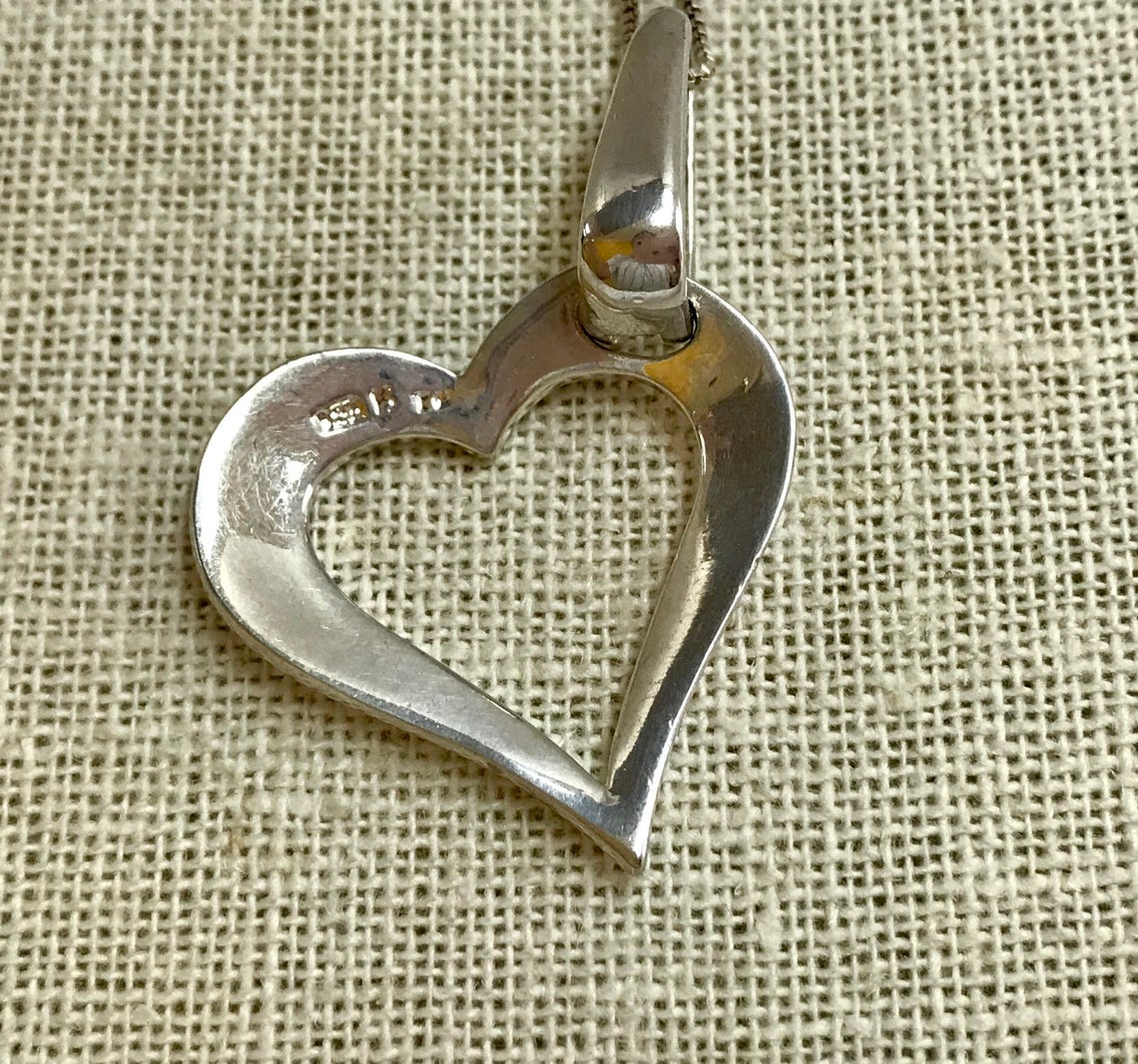 Vintage 925 Sterling Silver Necklace With Heart Pendant - Etsy