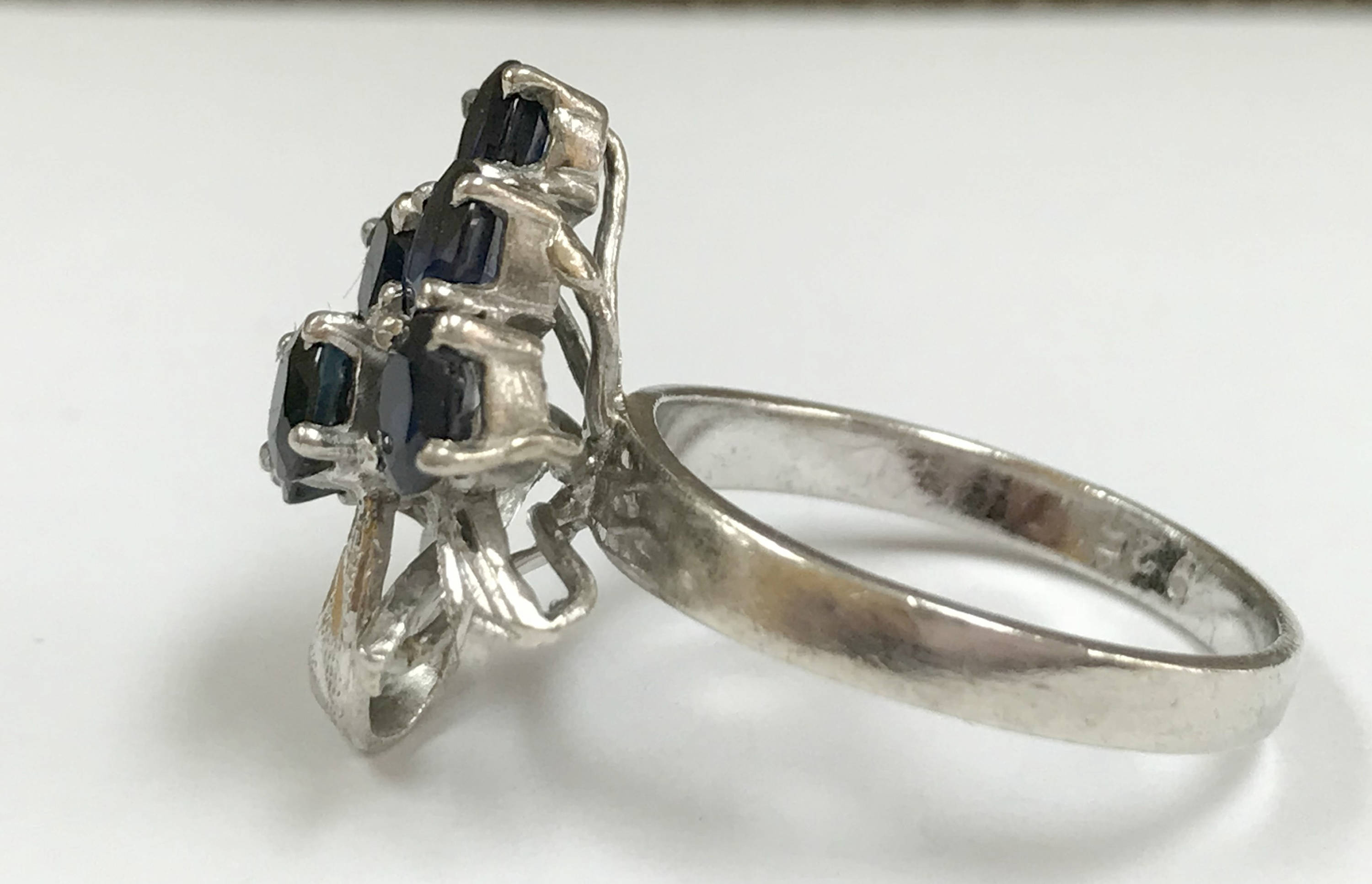 Vintage 925 Sterling Silver Women's Ring With Blue CZs Etsy