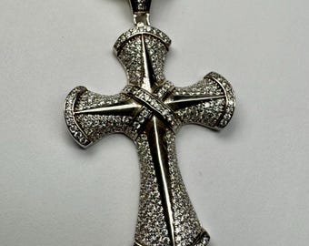 Men's 925 Sterling Silver Icy Bling CZ Nail Cross Pendant - Gold Or Silver Plate