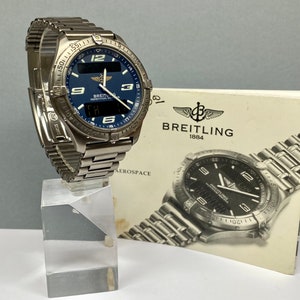 Vintage Breitling Aerospace Ref. #E65062 Titanium Quartz Navy Blue Dial Watch