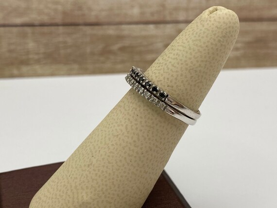 14K Solid White Gold Stackable  Band/Ring With Bl… - image 4