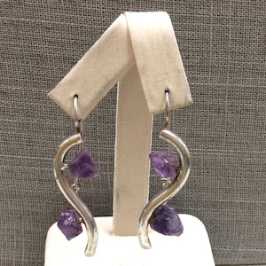 Vintage Handmade Sterling Silver Earring With Purple Amethyst!!!  Free US Shipping!!!