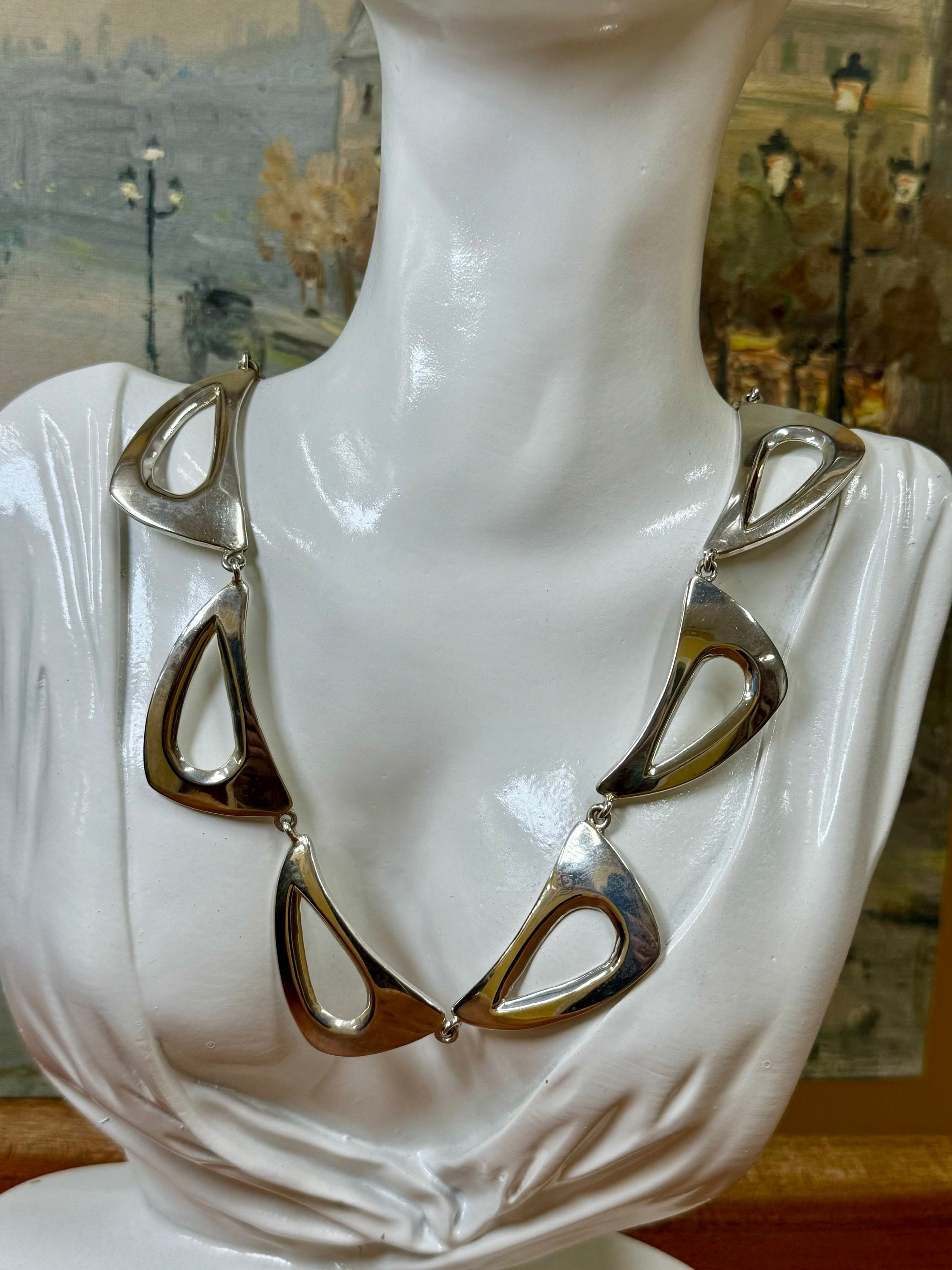 アクセサリー vintage mexican design silver necklace Vintage Mexican Silver Los Castillo Taxco Necklace of Silver