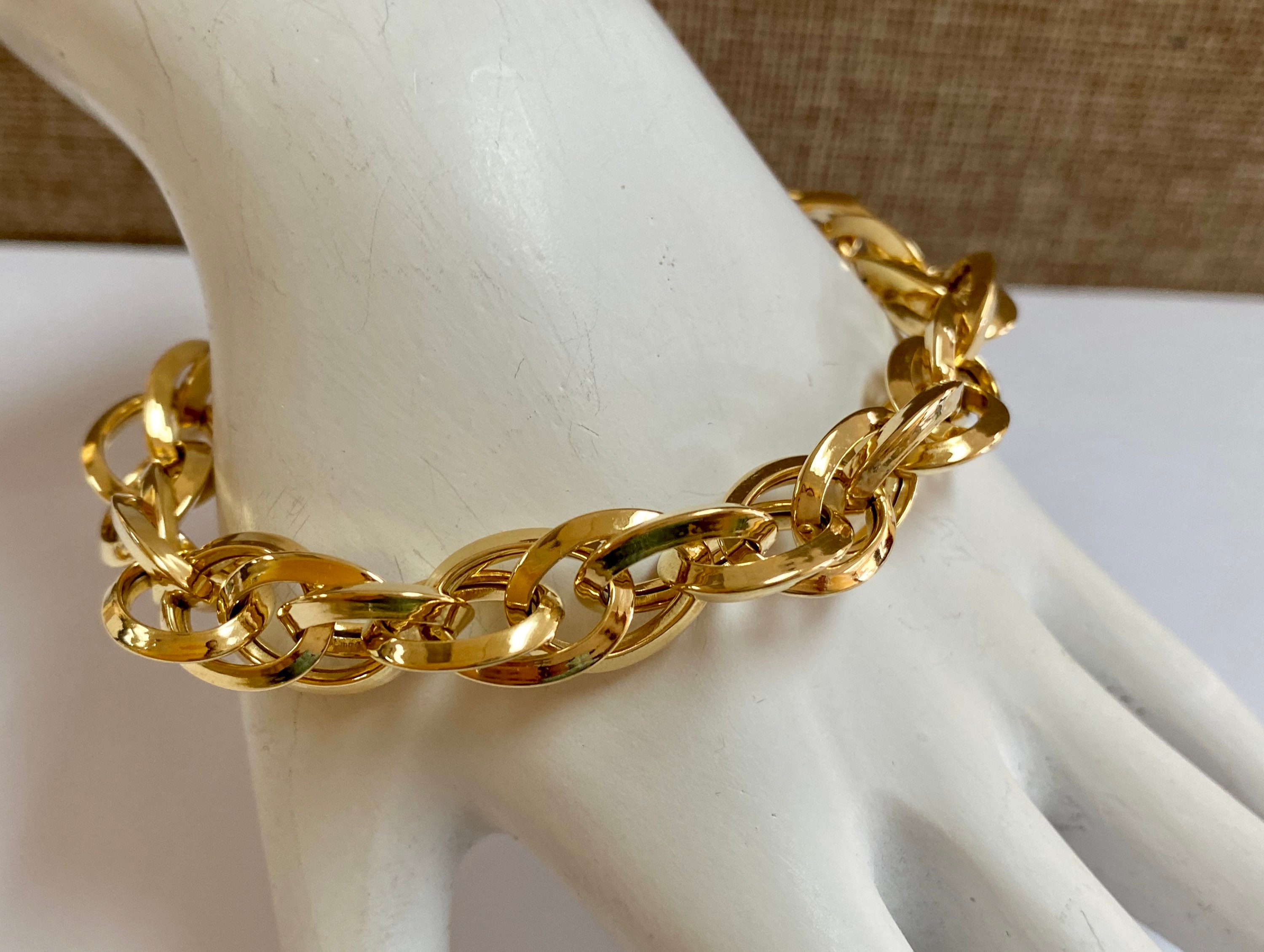 Italy 925 Sterling Silve Gold Plated Hollow Chain Bracelet!!!! - Etsy
