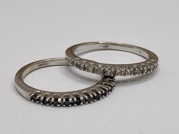 14K Solid White Gold Stackable  Band/Ring With Bl… - image 5