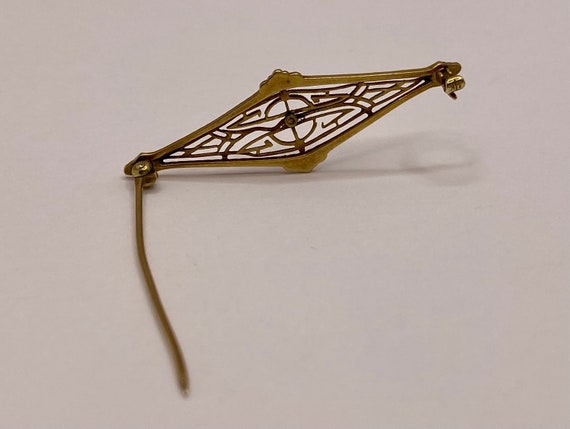 Antique Victorian 14K Yellow Gold Filigree Pin/Br… - image 6