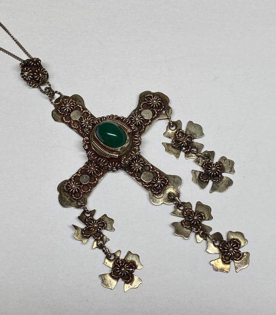 Antique Taxco Mexico 925 Sterling Silver Wedding Yalalag Cross