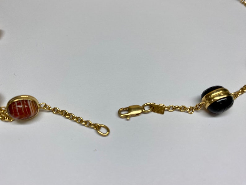 14K Yellow Gold Chain And Multi Color Stone Station 24" Necklace image 7