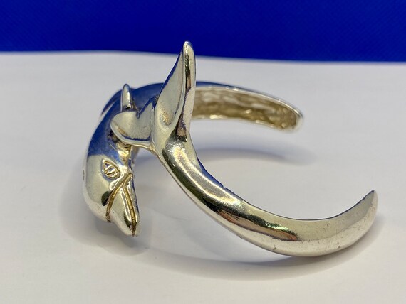 Heavy Detailed Solid  Sterling Silver Dolphin Cuf… - image 6