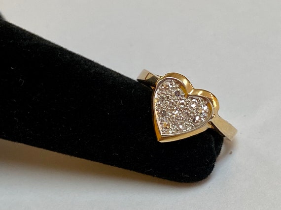14K Yellow Solid Gold  Heart Diamond Ring!!!! - image 1