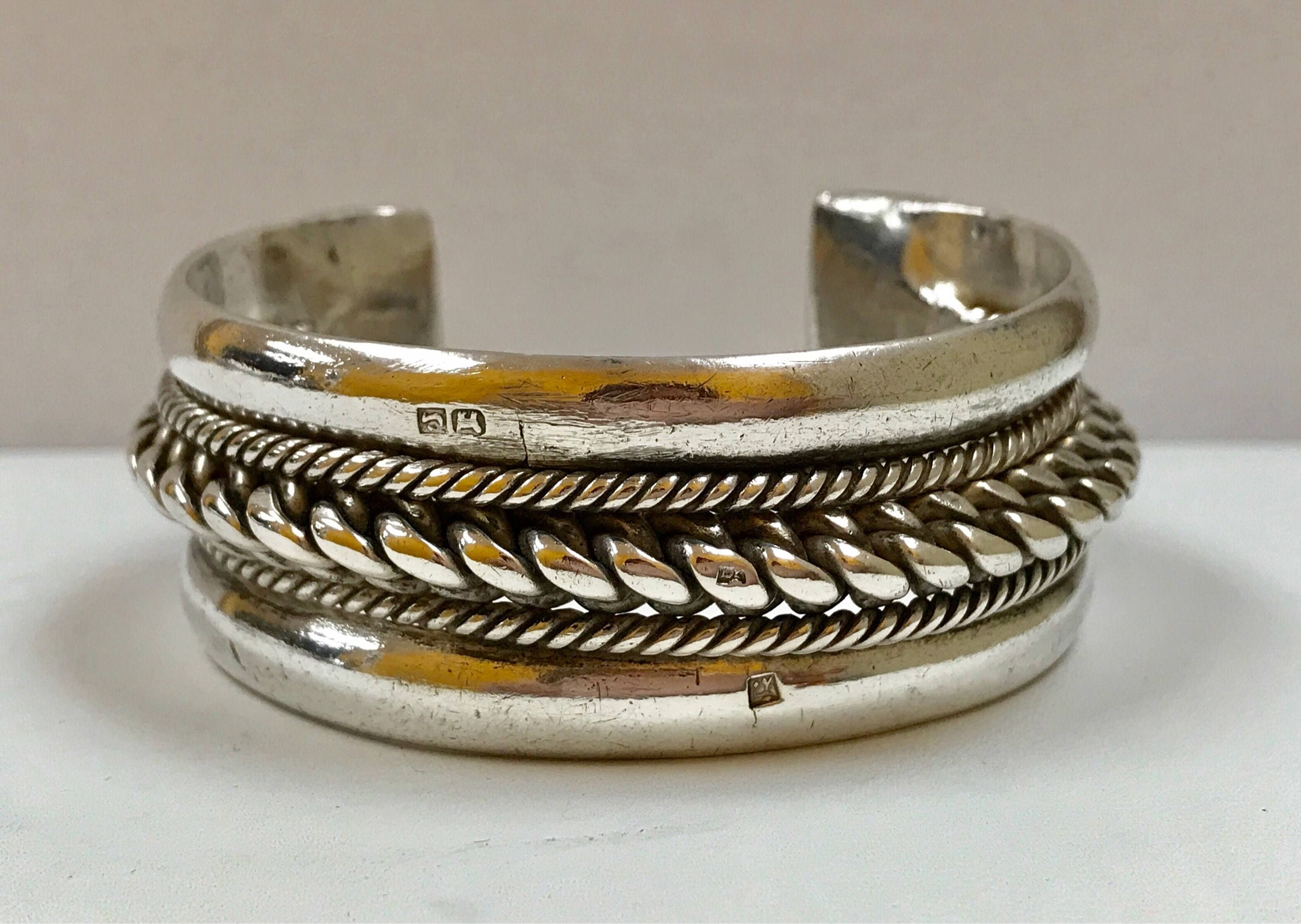 Vintage Classic Twisted Rope Bedouin 80% Silver Cuff