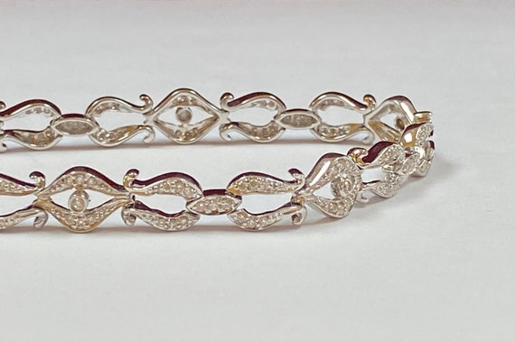 14K White Solid Gold Diamond Women's Bracelet !!!… - image 2