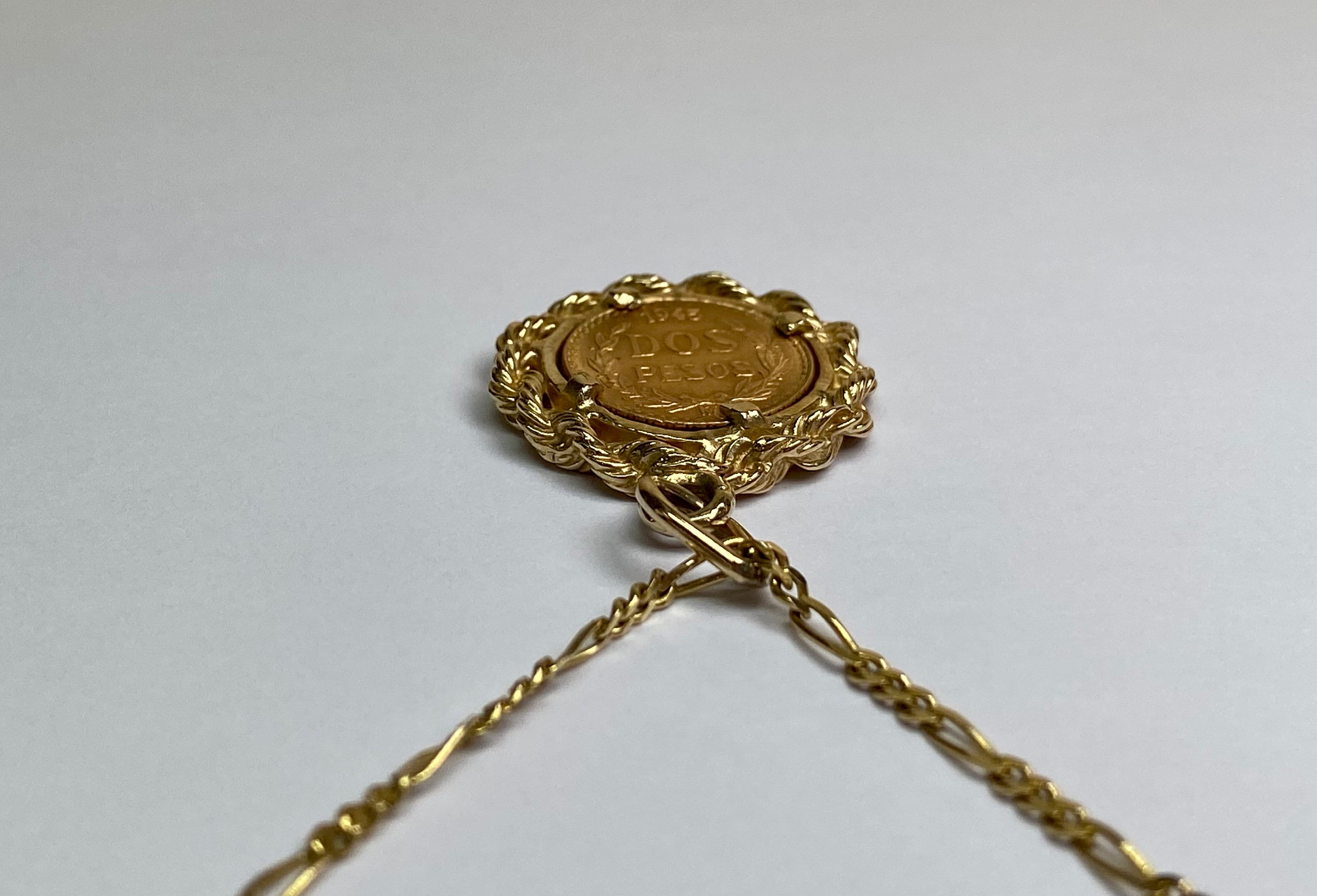 1945年 ドスペソ 2ペソ金貨ペンダント 14Kイエローゴールド