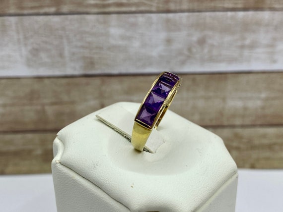 Solid 14K Solid Yellow Gold Amethyst  Ring/Band !… - image 2