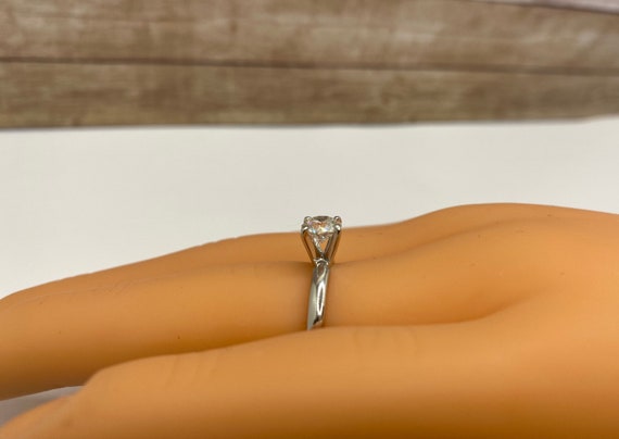 18K Solid White Solid Gold  Solitaire Round Brill… - image 4