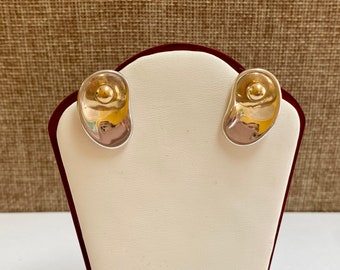 Vintage 925 Sterling Silver and 14k Gold "RLM Studios" Pushback Earrings